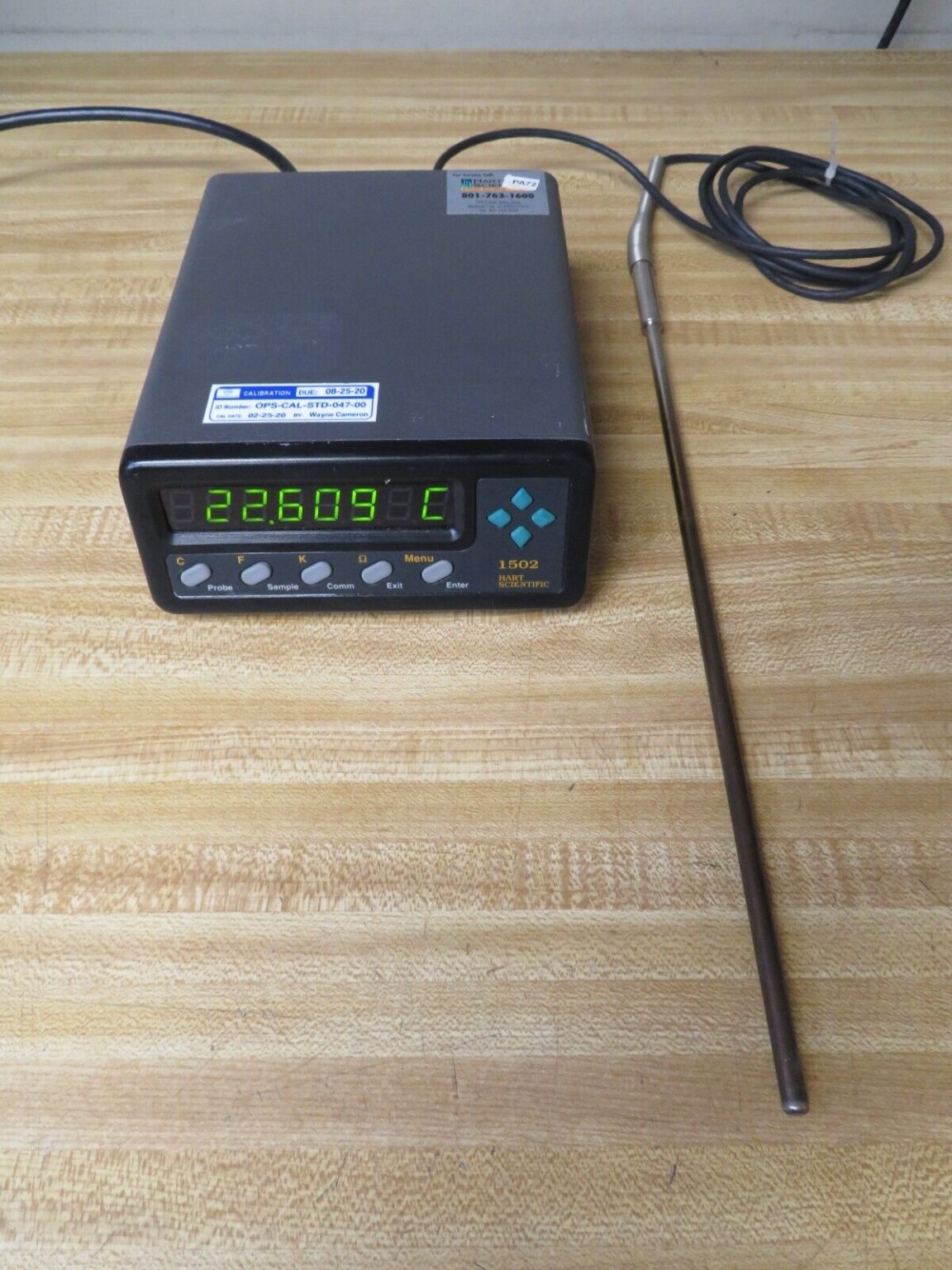 Fluke Hart Scientific 1502 Tweener Thermometer Readout w/ 562712 PRT