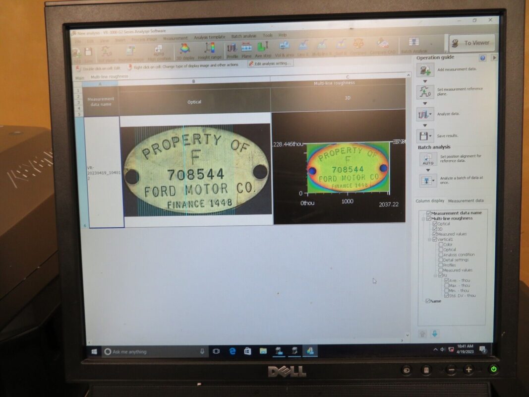 Keyence VR3200 High End WideArea 3D Measurement System Bullseye