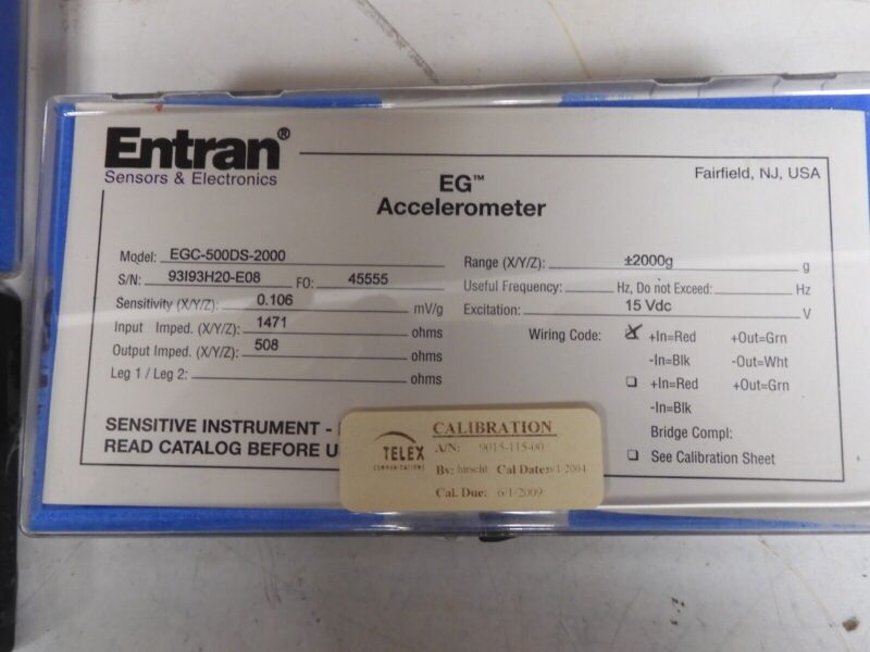 Lot of 2 - Entran EG Accelerometers - models EGC-500DS-2000 & (200) - PR47 - Image 4
