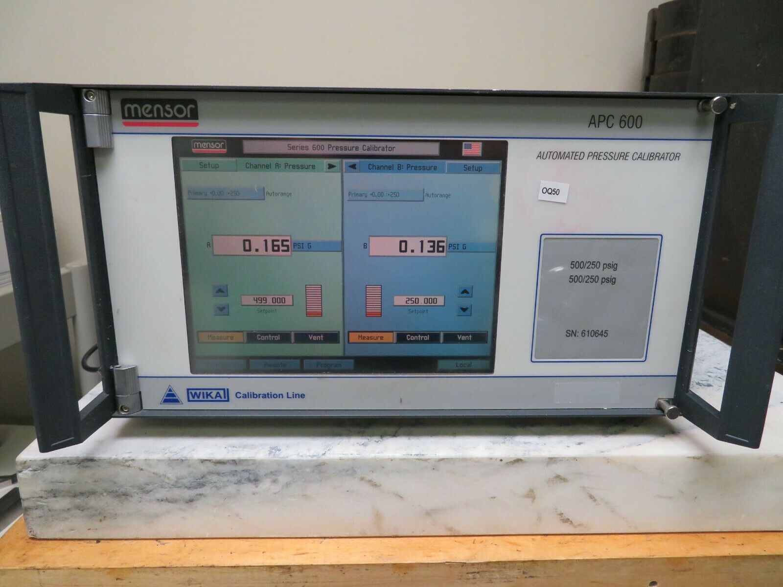 Mensor APC600 500/250 PSIG Automated Pressure Calibrator OQ50