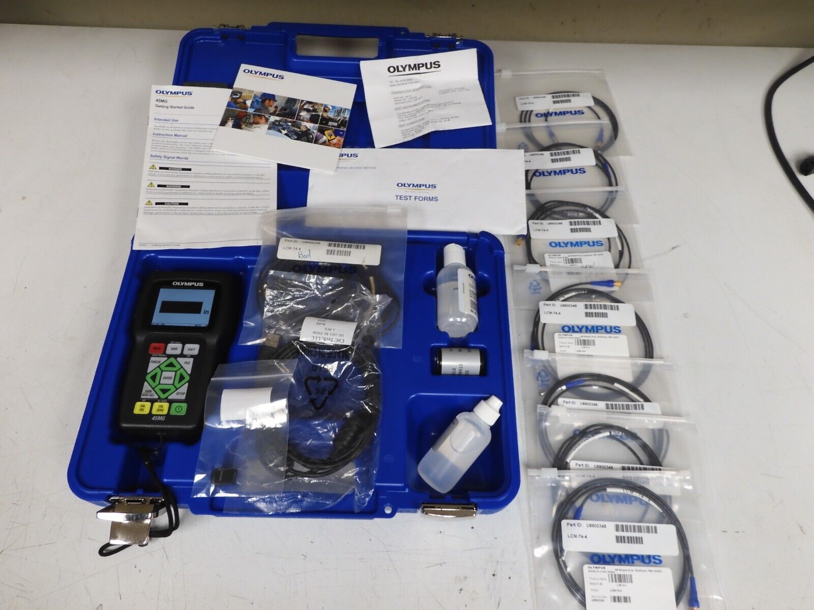 Olympus model 45MG Ultrasonic Thickness Gauge w/ accessories