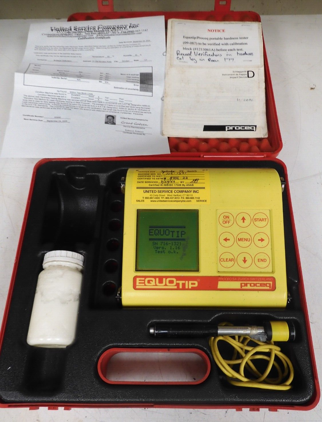 Proceq Equotip Hardness Tester Kit - D probes - Calibrated/Cert -PW76