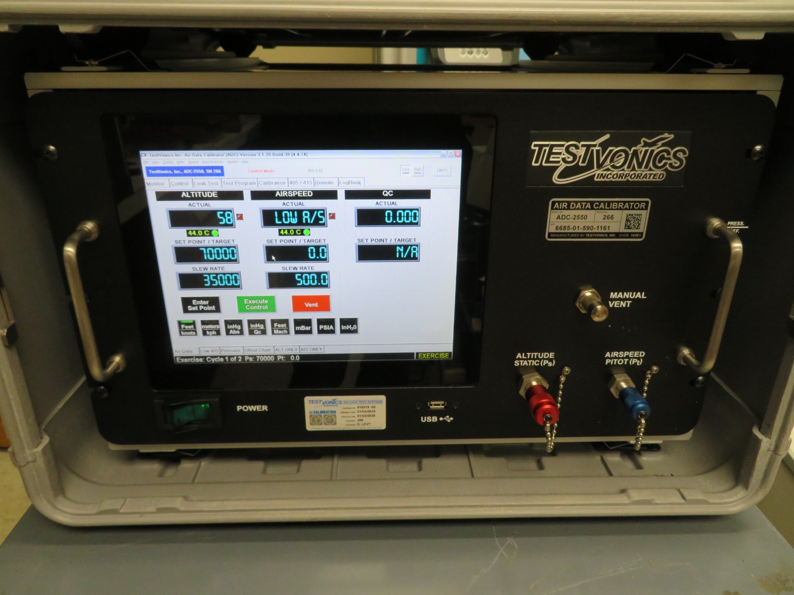 Raptor Testvonics ADC-2550 Air Data Calibrator Altitude and Airspeed ADTS - Image 3