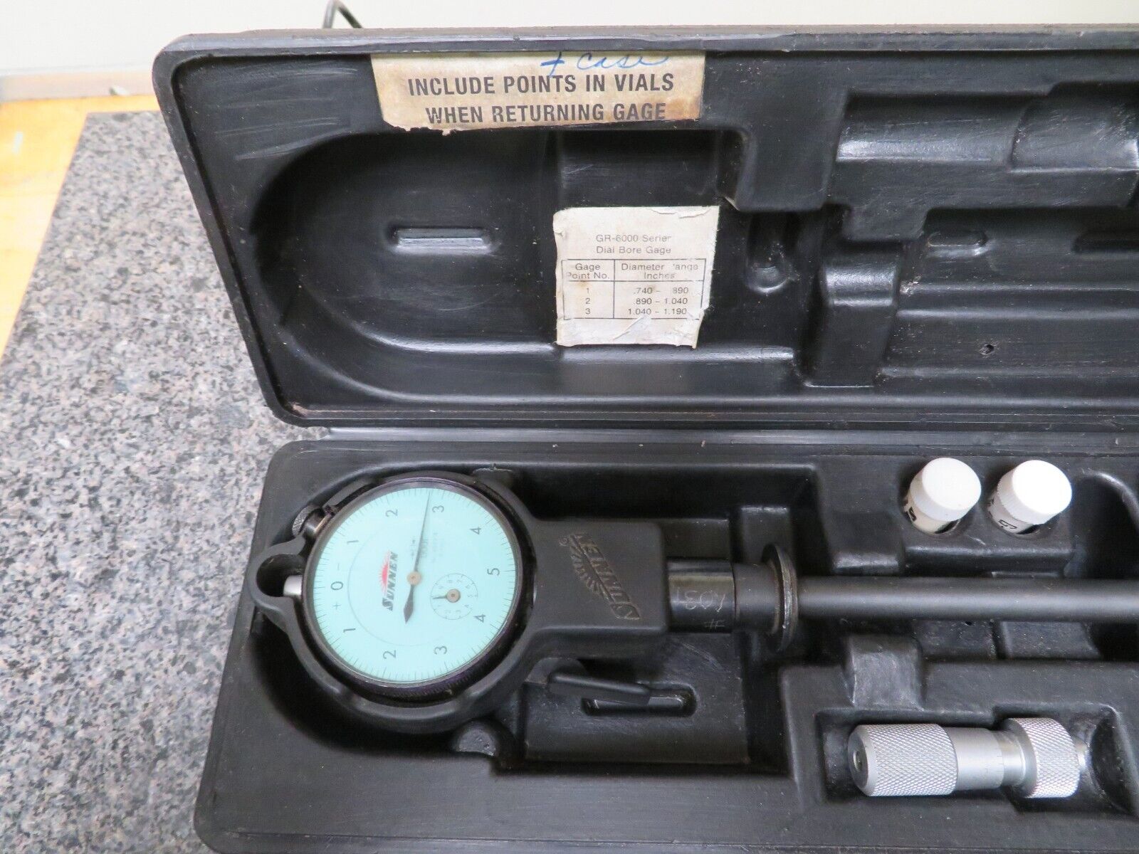 Sunnen Dial Bore Gage GR6000 .740 1.190" .0001 6" Depth 3 Tips PN6