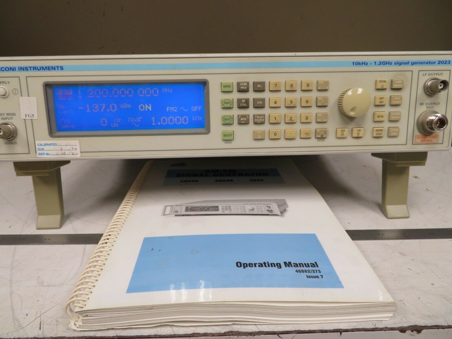 Marconi 2023 Signal Generator 9khz 1.2 GHZ FG5 Bullseye Calibration