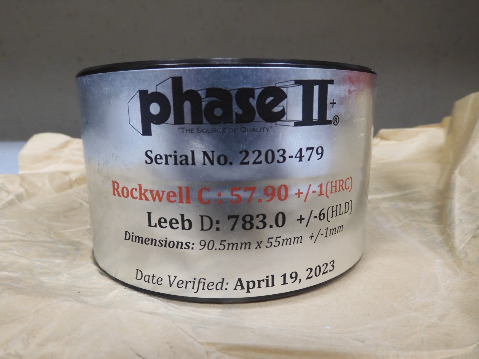 Phase 2 - Rockwell C & Leeb D Test Block - lightly used - QK9 - Image 3