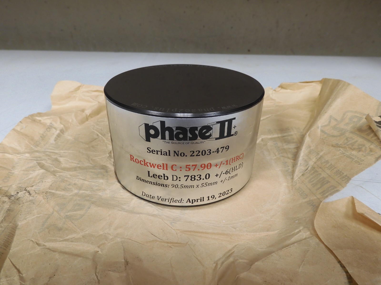 Phase 2 - Rockwell C & Leeb D Test Block - lightly used - QK9