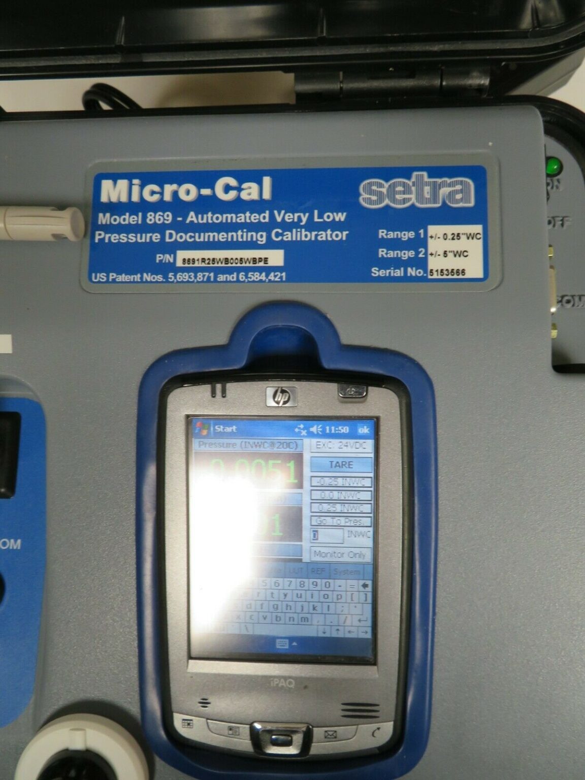Setra MicroCal model 869 UltraLow Digital Pressure Calibrator OC26 Bullseye Calibration