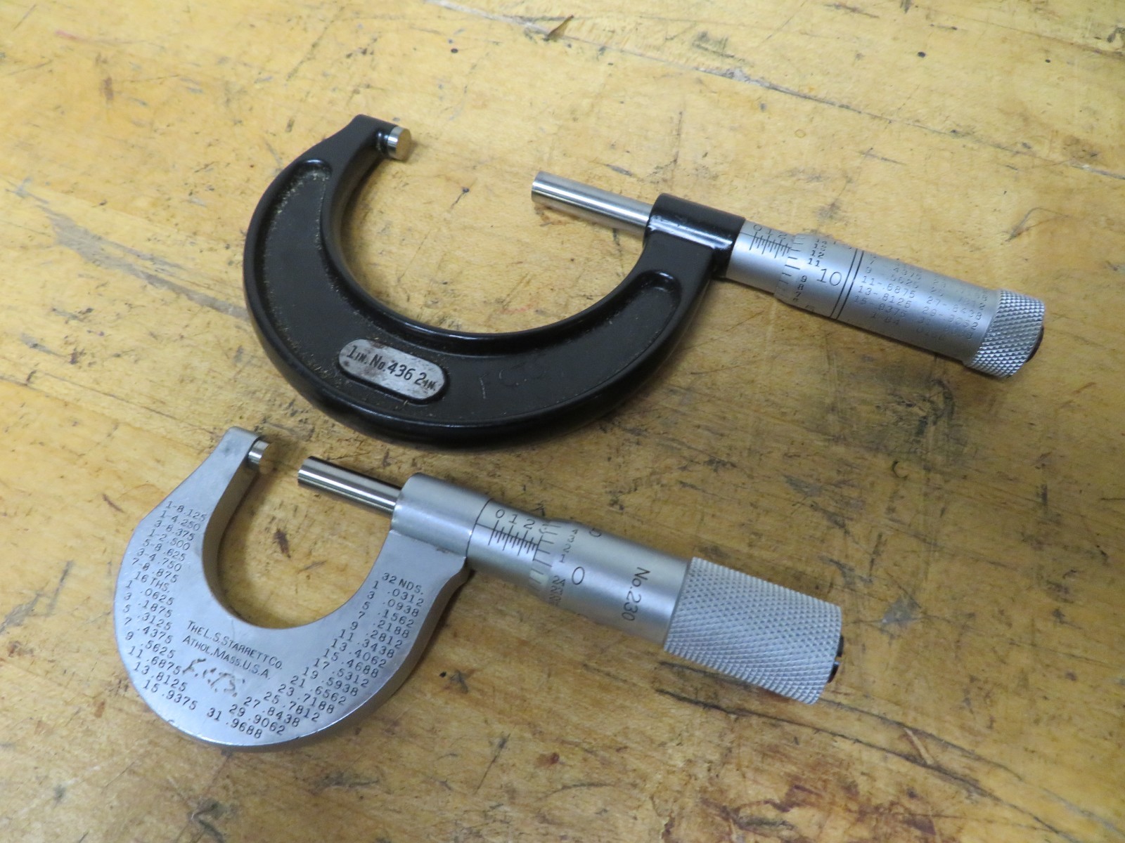 Starrett 0-2" Micrometer Set 0-1 (MDL 230) 1-2" (MDL 436) QH10