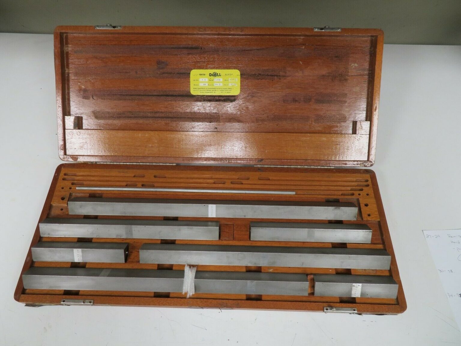 DoALL 5" to 20" Large Steel Gage Block Set in case NT26 Bullseye