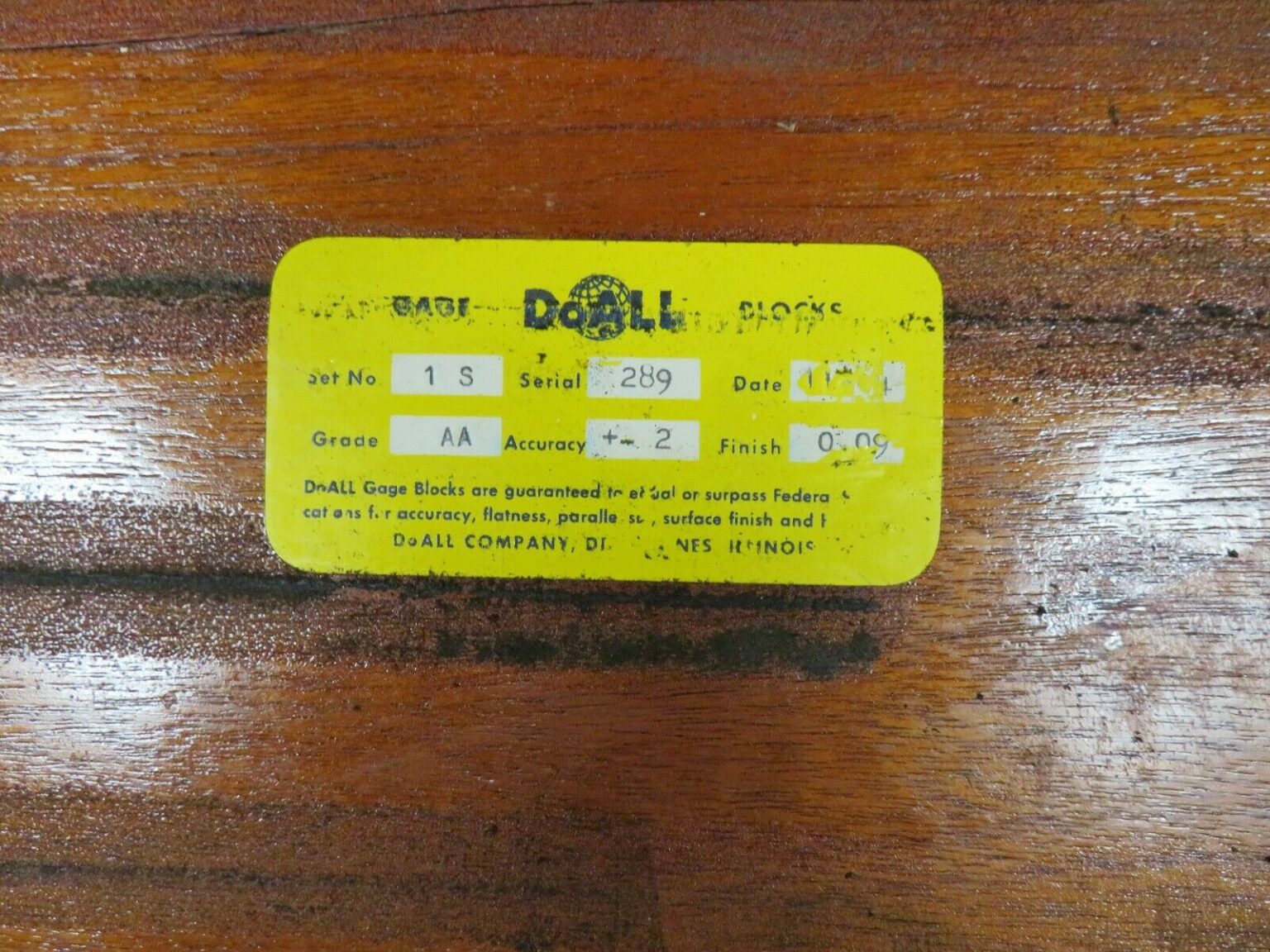 DoALL 5" to 20" Large Steel Gage Block Set in case NT26 Bullseye