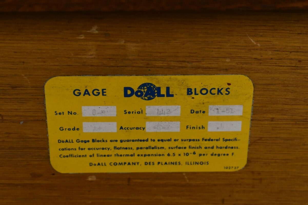 DoAll 520" Rectangular Steel Large/Long Gage Block Set NN39