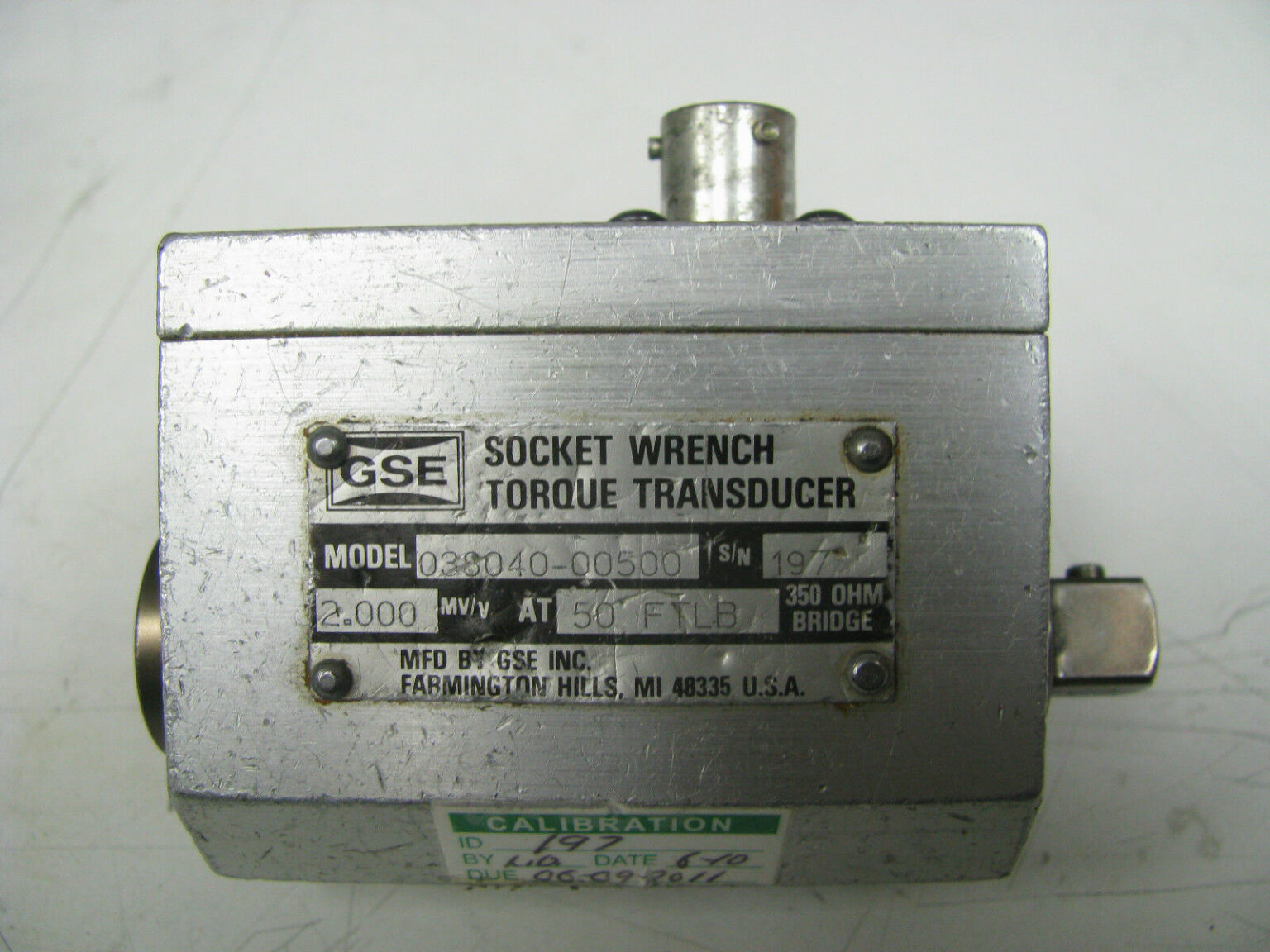 GSE Socket Wrench Torque Transducer 50 ft Lbs GSE1 Bullseye Calibration