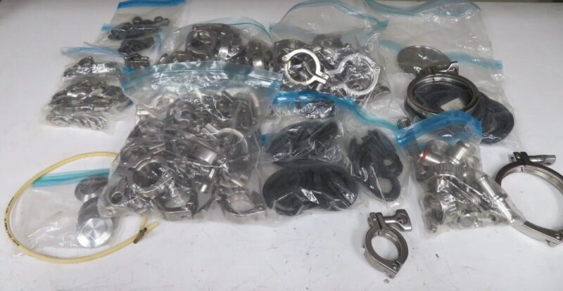 Large Lot of Stainless Steel Sanitary Hose Tube Clamps various sizes