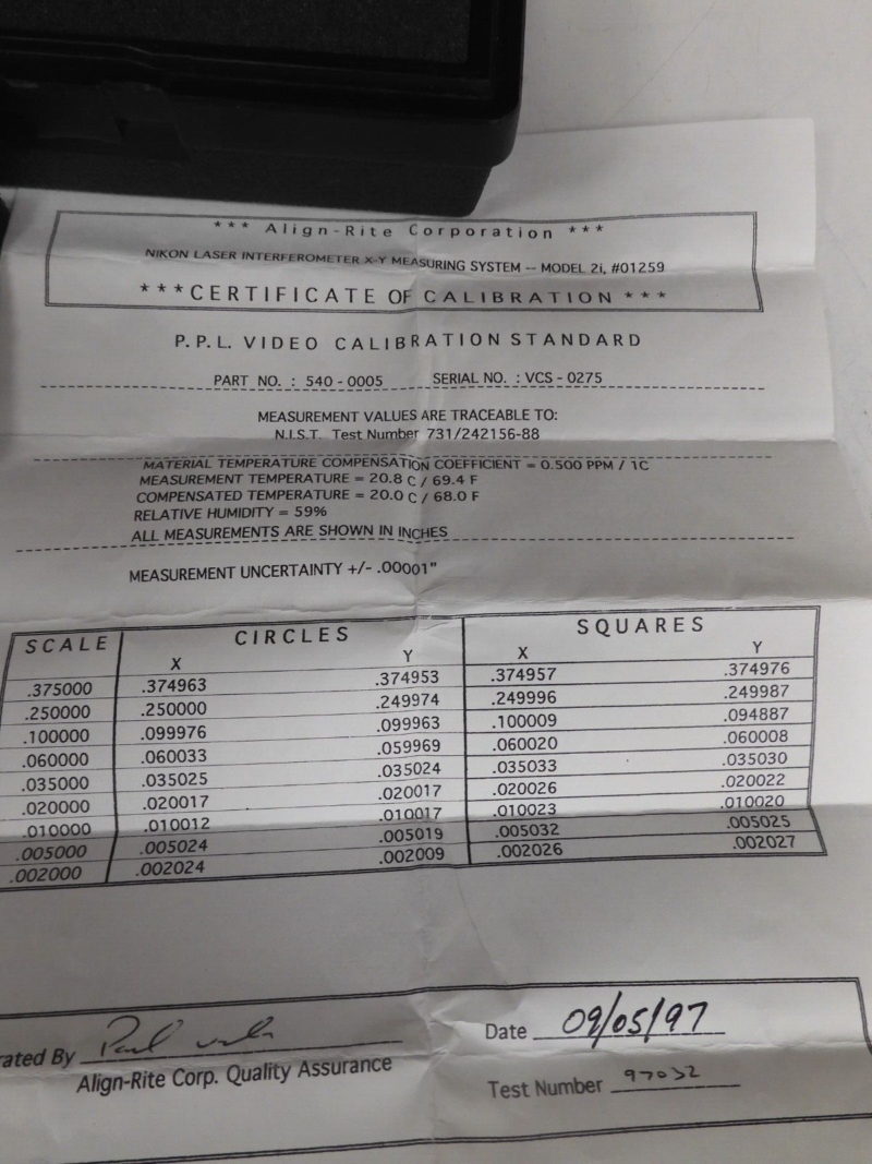 PPL - Part Number 540-0005 - Video Calibration Standard in case - PZ78 - Image 3