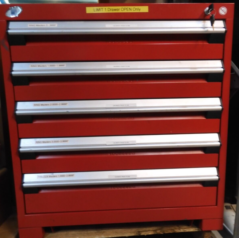 Ring Master Library - 5 Drawer Cabinet - 0-4" ranges covered. Approx 500+ Gages.