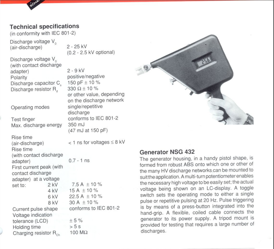 Schaffner NSG 432 Electrostatic Discharge Simulator 2-25kV QE19 - Image 10