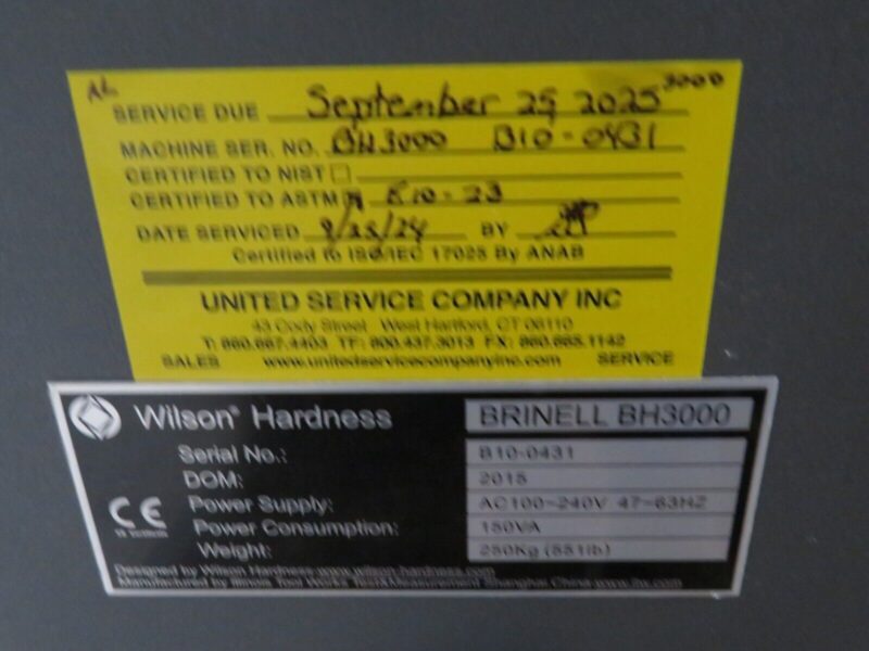 Wilson Hardness Brinell BH300 Brinell Hardness Tester w/ Brinell Scope Cald - Image 5
