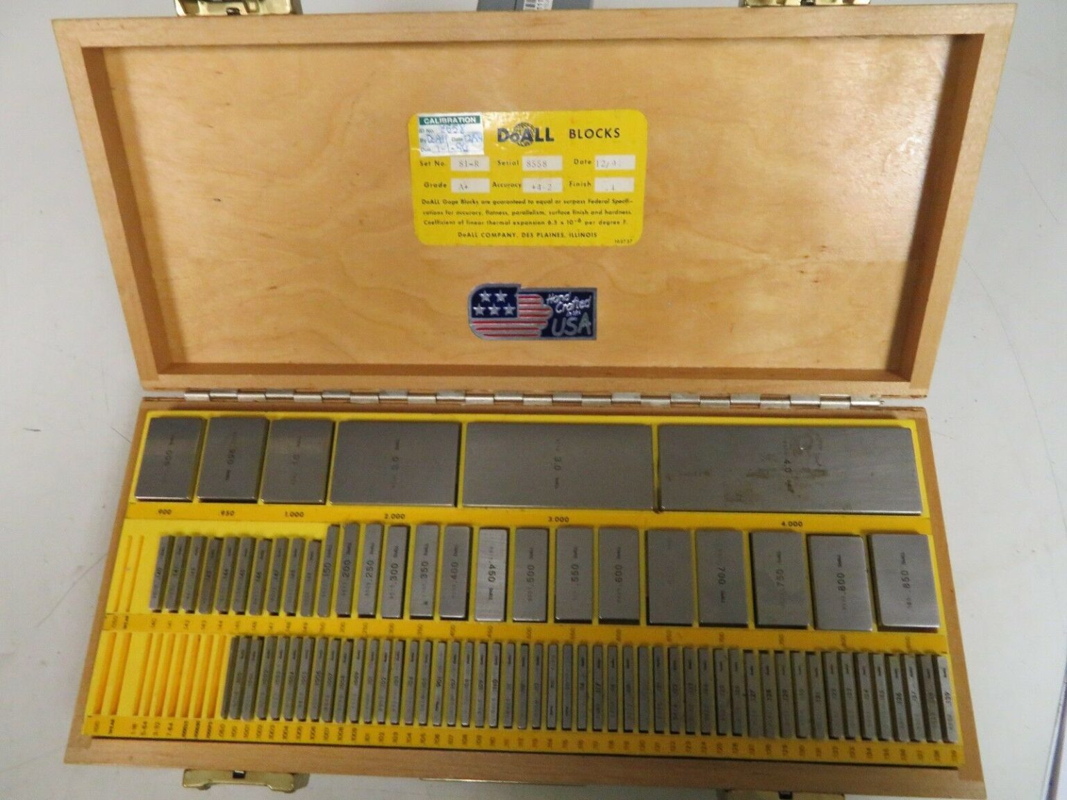 DoAll (81 piece) rectangular, Grade A+ Gage Block Set Set 81R