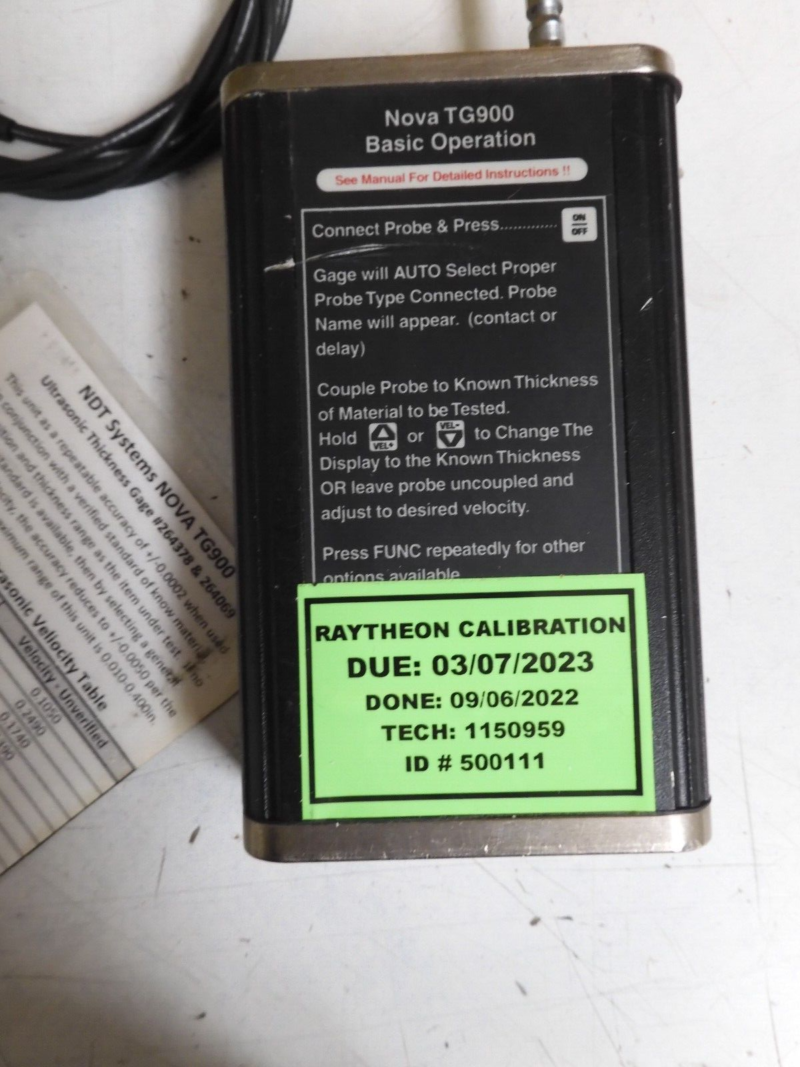 NDT Systems - Nova TG900 - Precision Ultrasonic Thickness Gage, D11 probe - PY62 - Image 5
