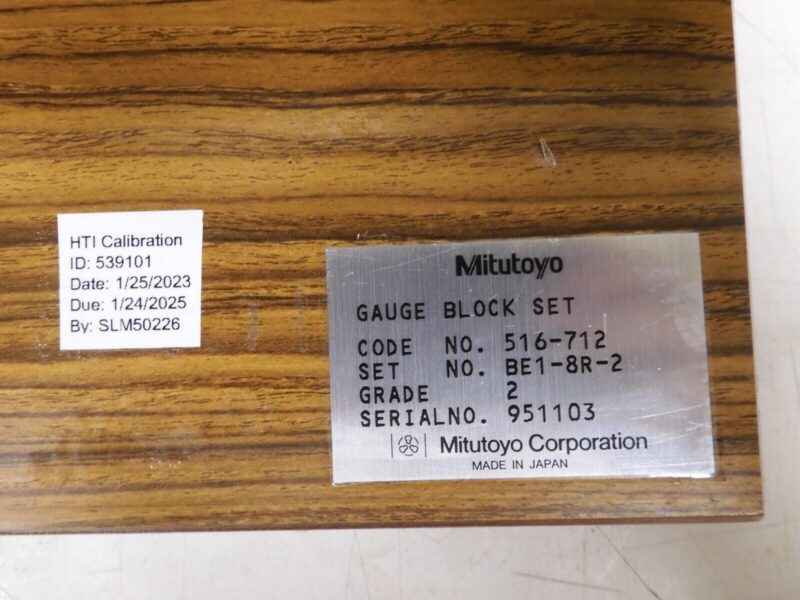 Mitutoyo 516-712 8PC, English, Rectangular , Long Block, Grade 2 - PW10 - Image 4