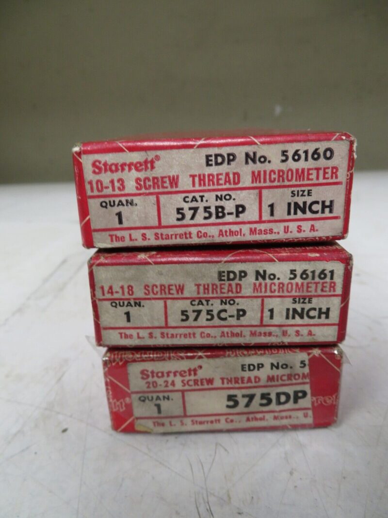 Starrett Thread Micrometer Set 0-1" MDL 575 B-D PU57 - Image 8