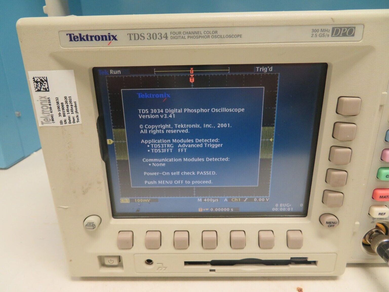 Tektronix TDS3034B 300 MHz 2.5GS/s 4CH oscilloscope FFT ADV Trig