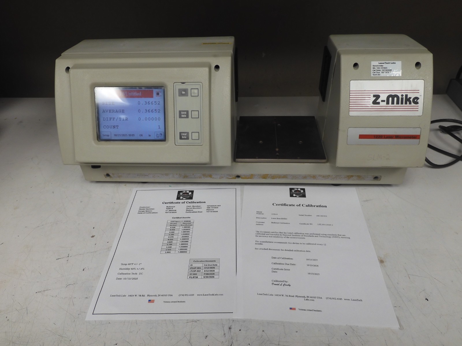 Z-Mike - model 1220-S - Laser Micrometer - Unit Rebuilt and Calibrated - QF6