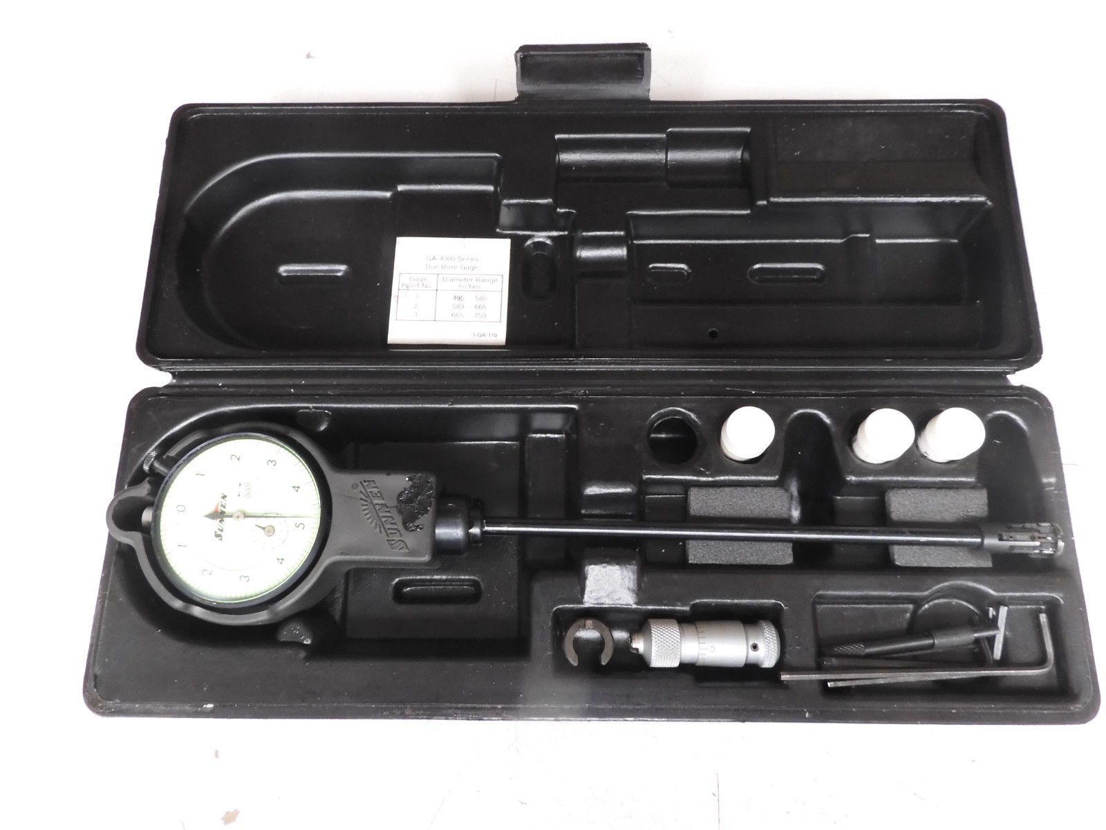 Sunnen Dial Bore Gage - model GA-4000 - .495"-.750"/ .0001" - 3 Tips - QK16