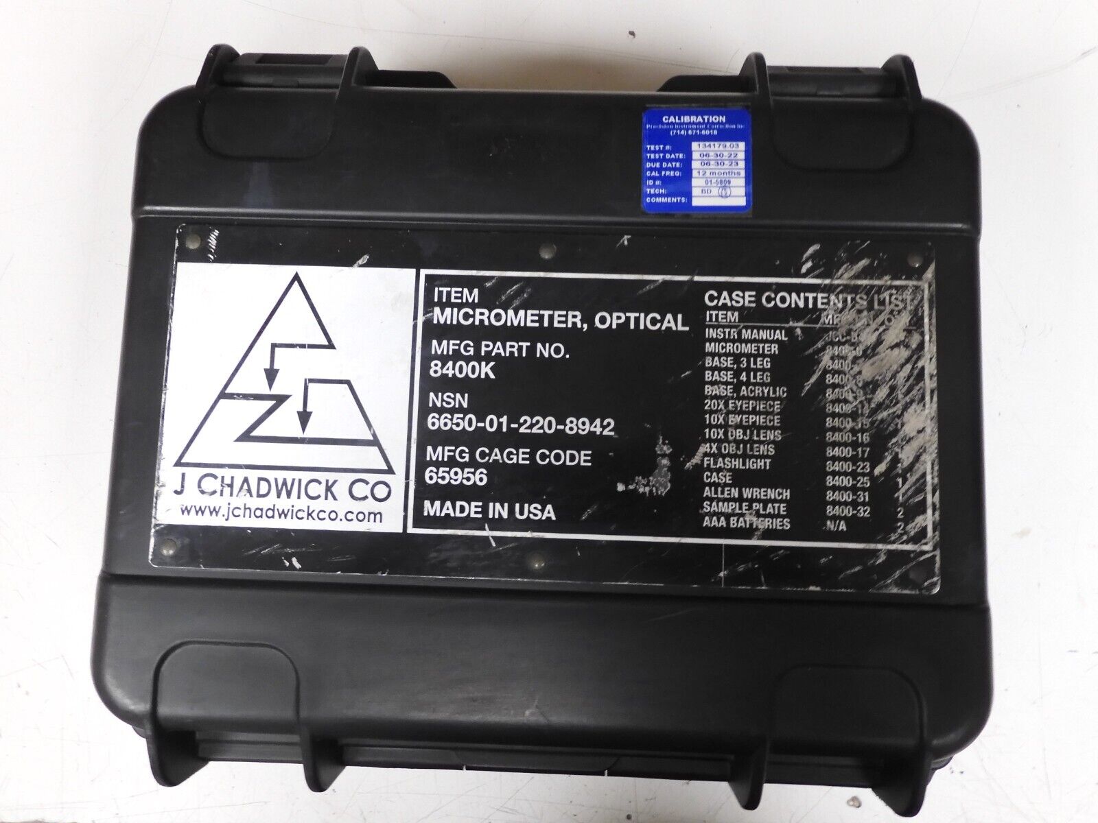 J. Chadwick model 8400K Digital Optical Micrometer Kit PG33 Bullseye Calibration