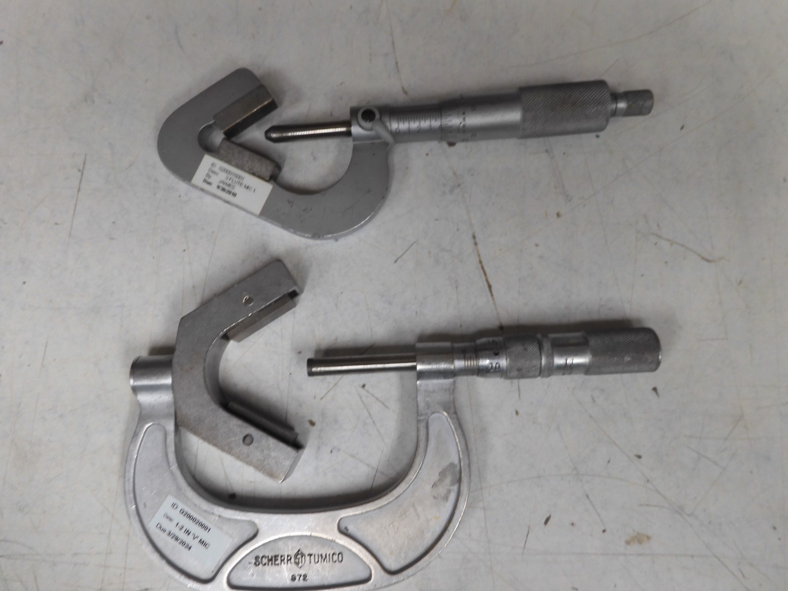 Lot of 2 - Mitutoyo & Scherr Tumico V-Anvil Micrometers - QB15