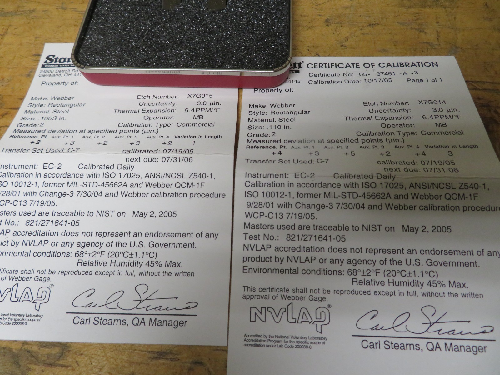 Starrett 715/812 Gage Block Set - Test Indicator Testing/Calibration Set QH12 - Image 4
