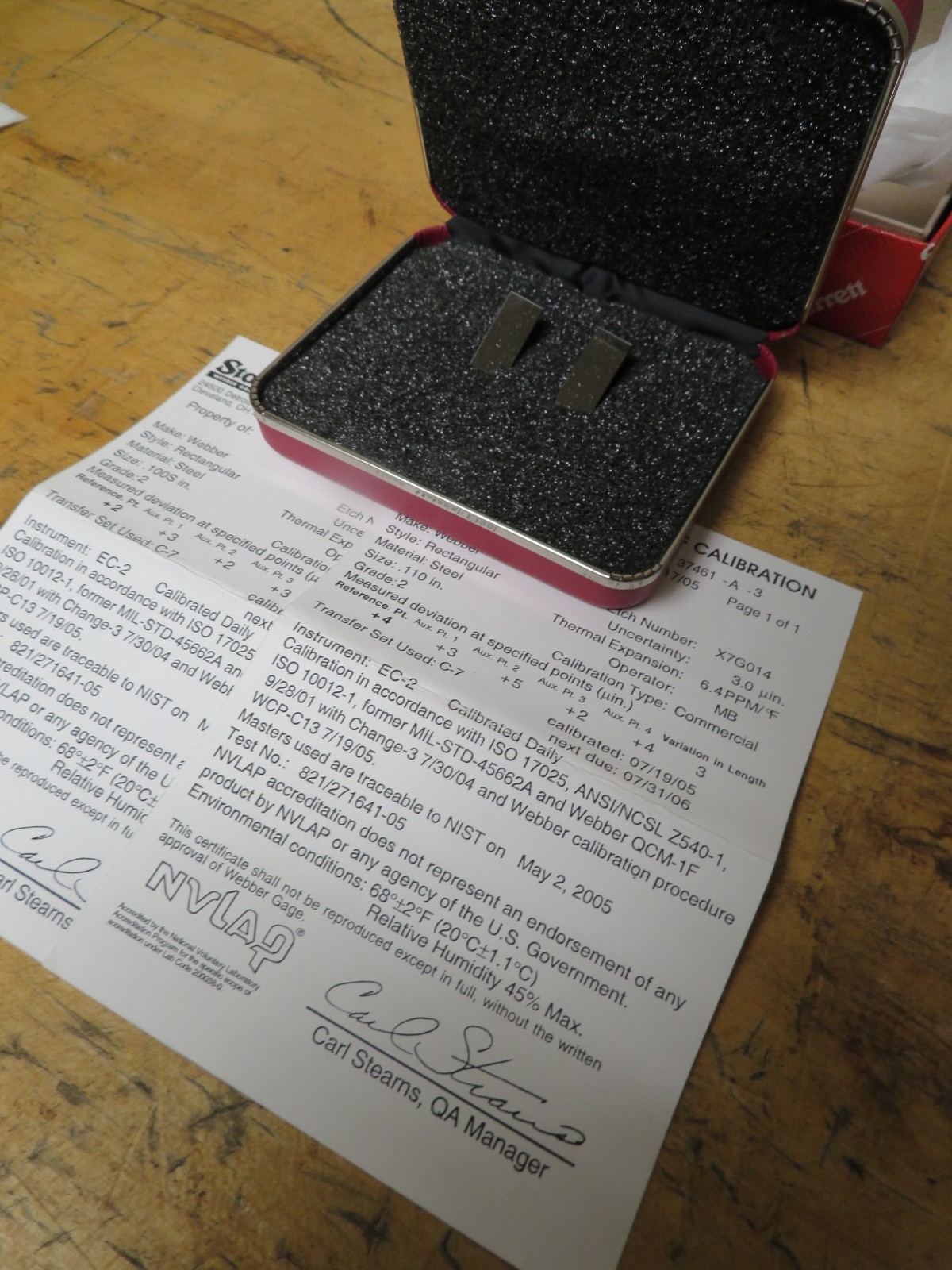 Starrett 715/812 Gage Block Set - Test Indicator Testing/Calibration Set QH12