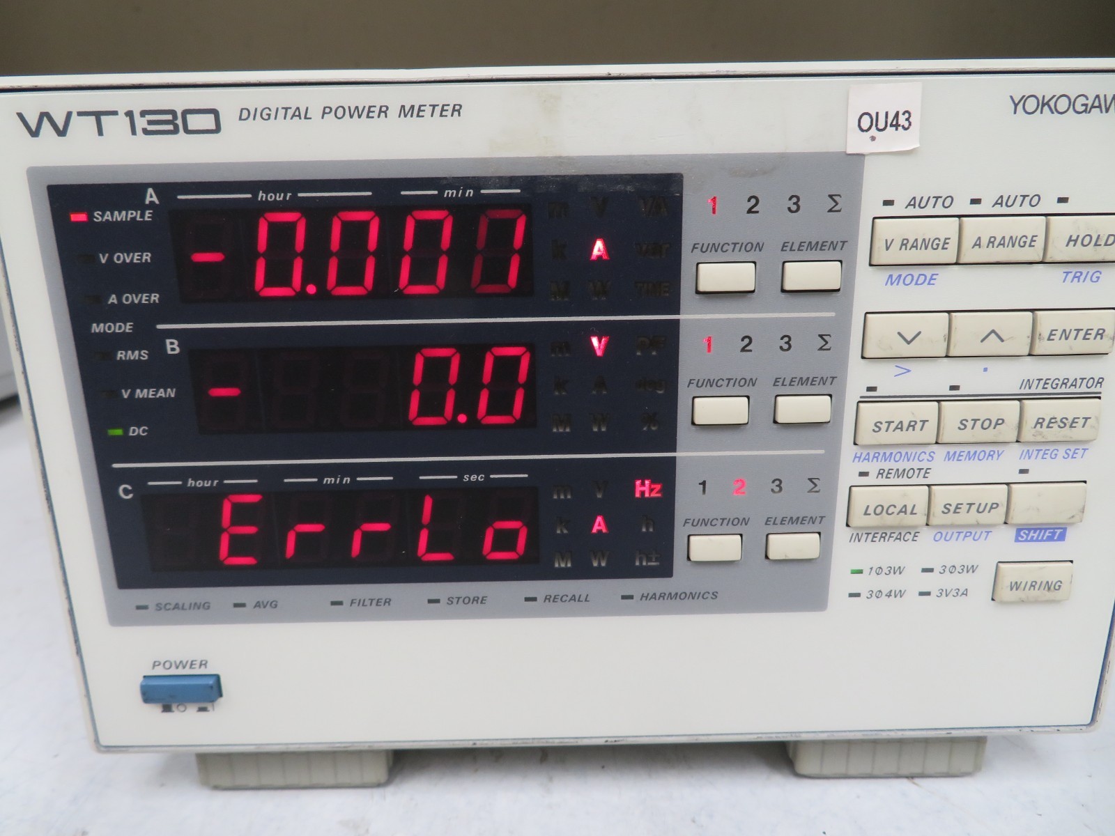 Yokogawa WT130 Digital Power Meter - 3 plugins 1 is BAD - OU43 - Image 3