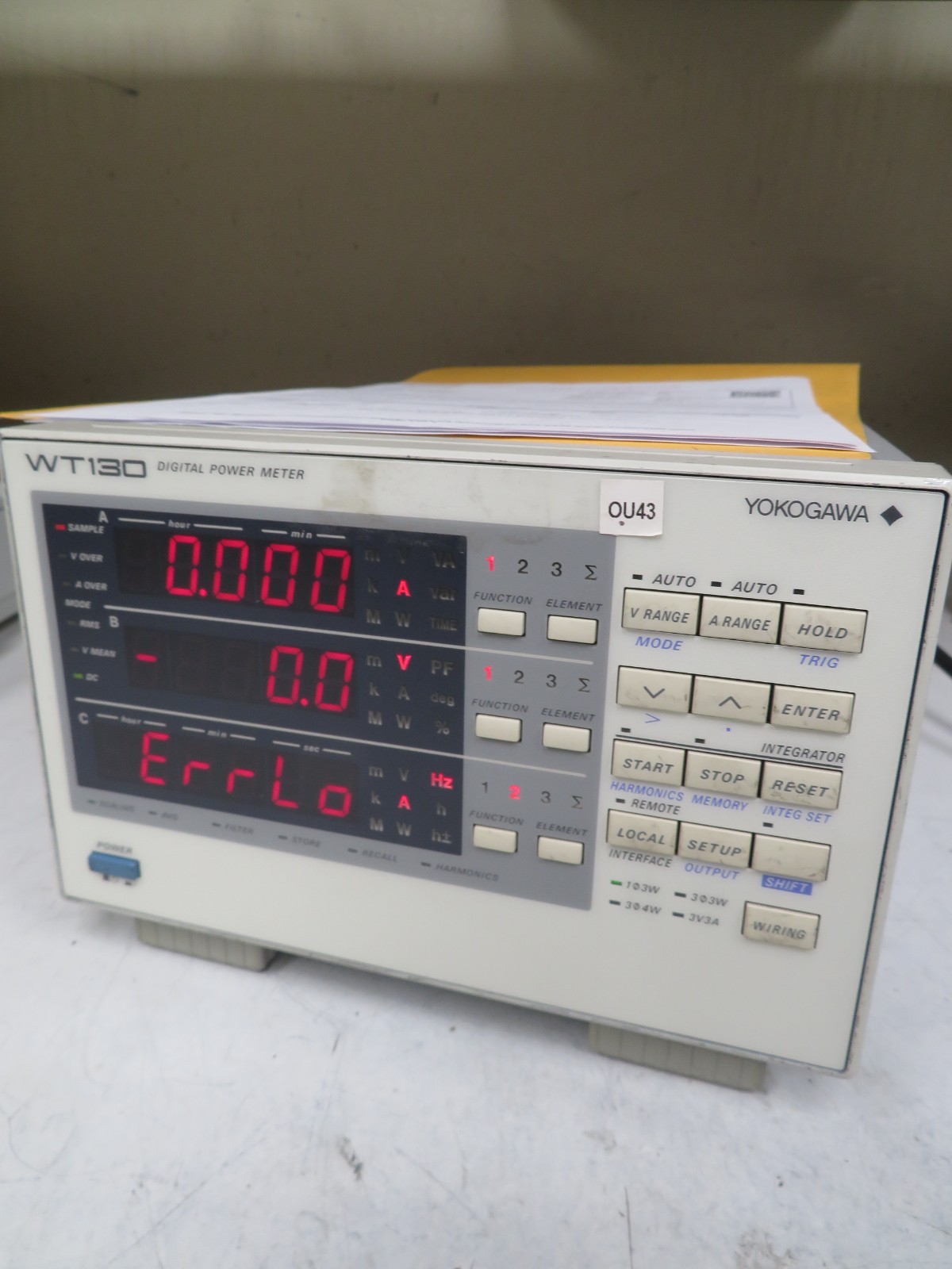 Yokogawa WT130 Digital Power Meter - 3 plugins 1 is BAD - OU43