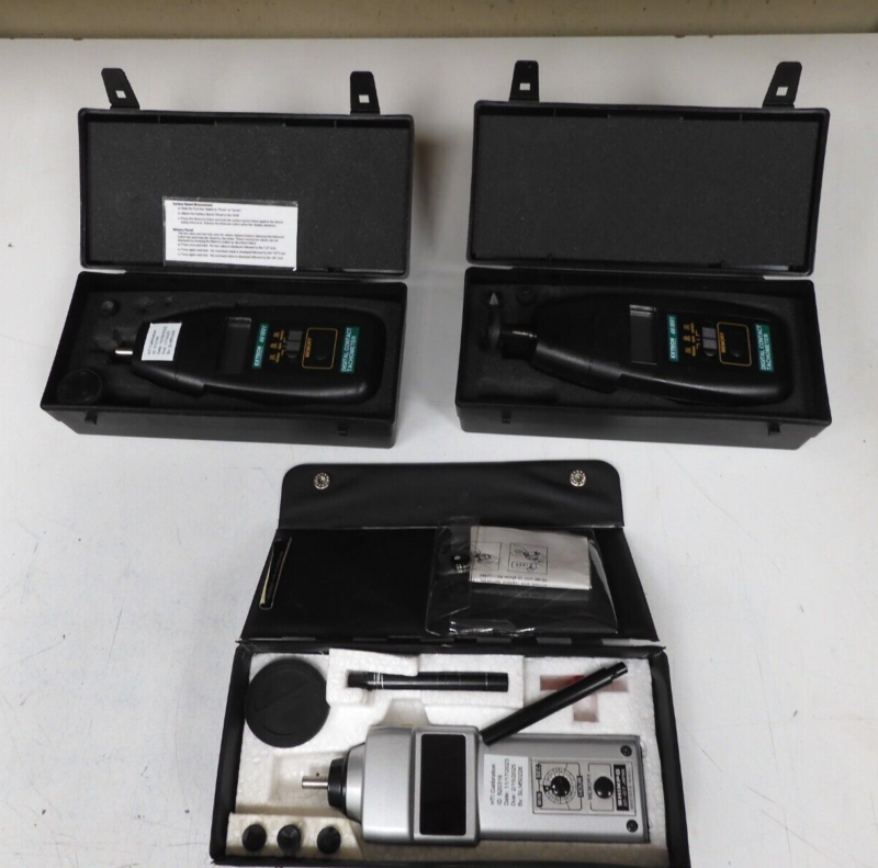 Lot of 3 - Digital Tachometer Testers w/ accessories - in cases - PZ70