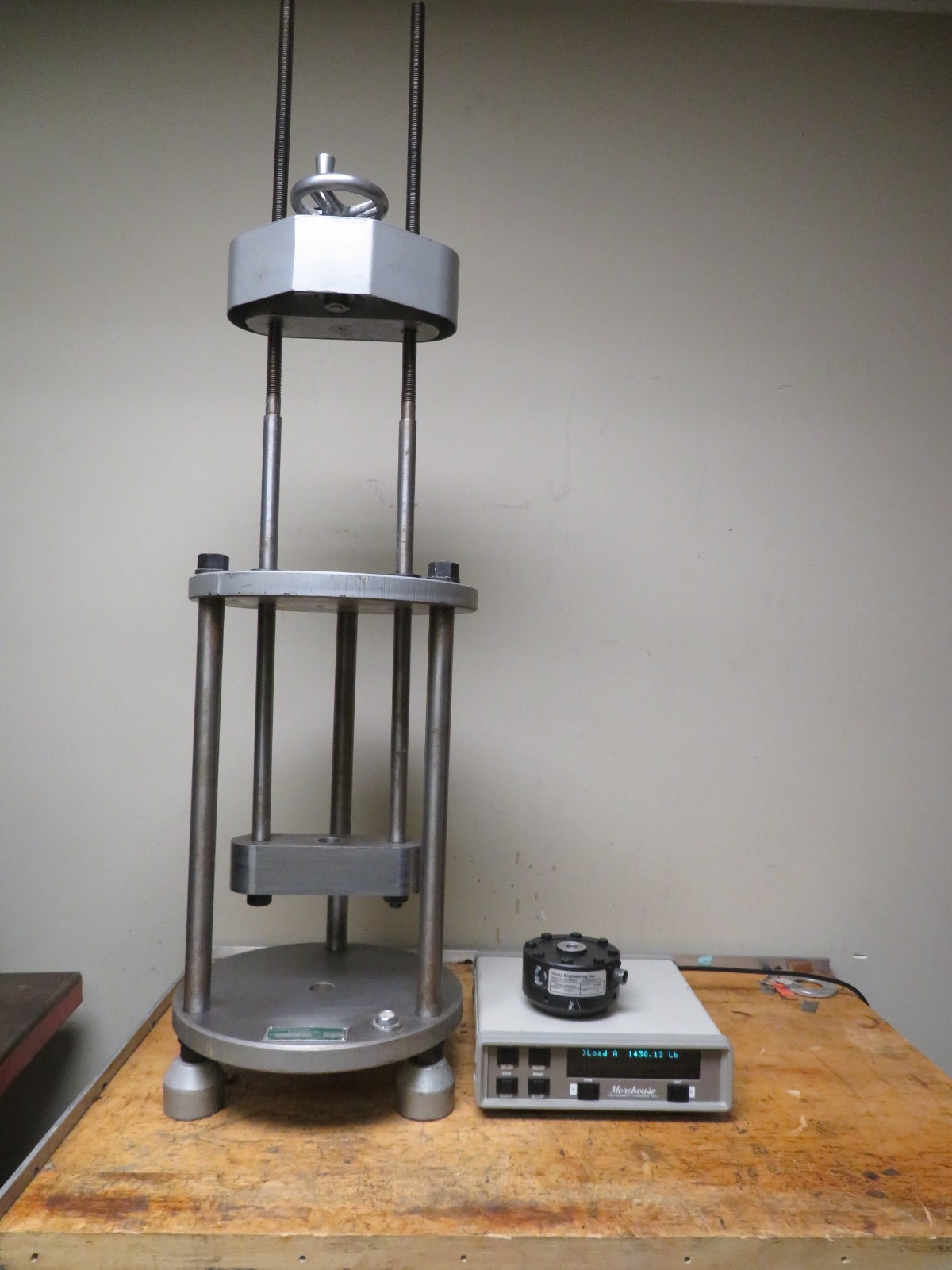 Morehouse UCM-10 Universal Force Calibration Machine 10K ASTM E74, ISO 376