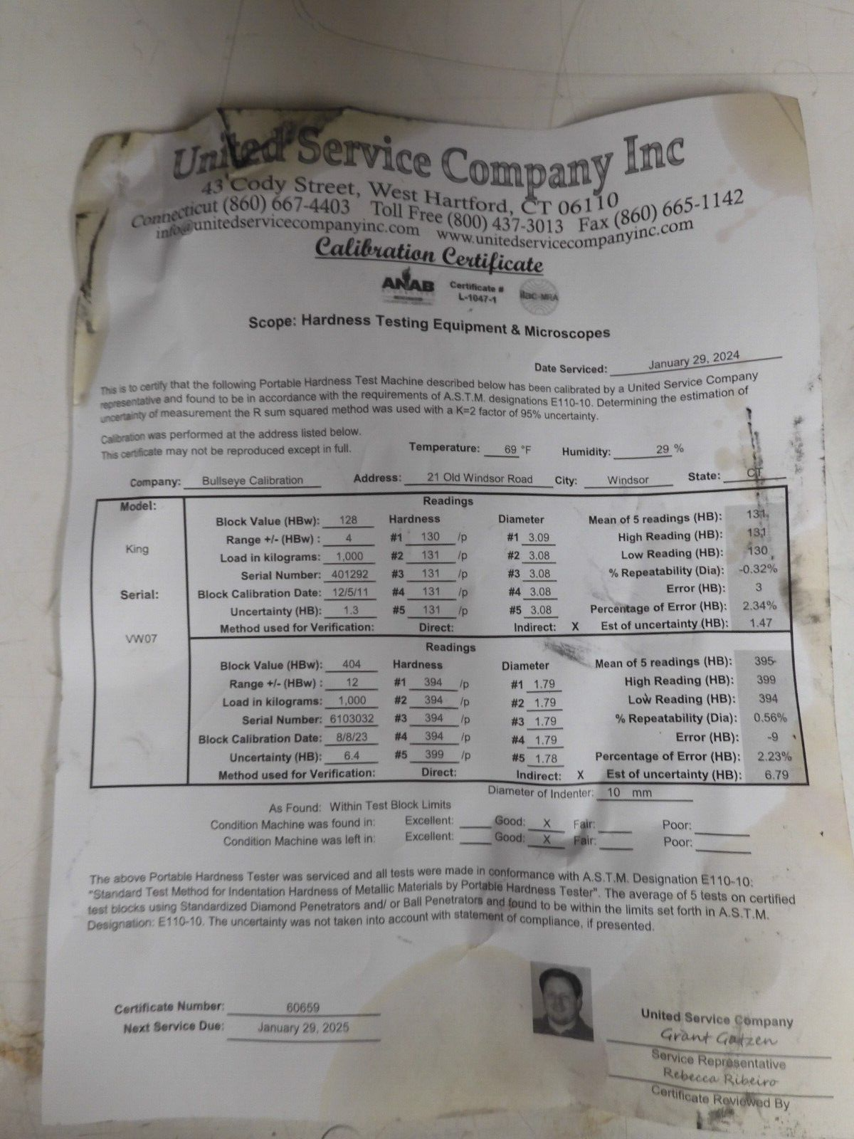 Newage/King 1000kg Portable Brinell Hardness Tester - Calibrated w/ Scope - PS68 - Image 7