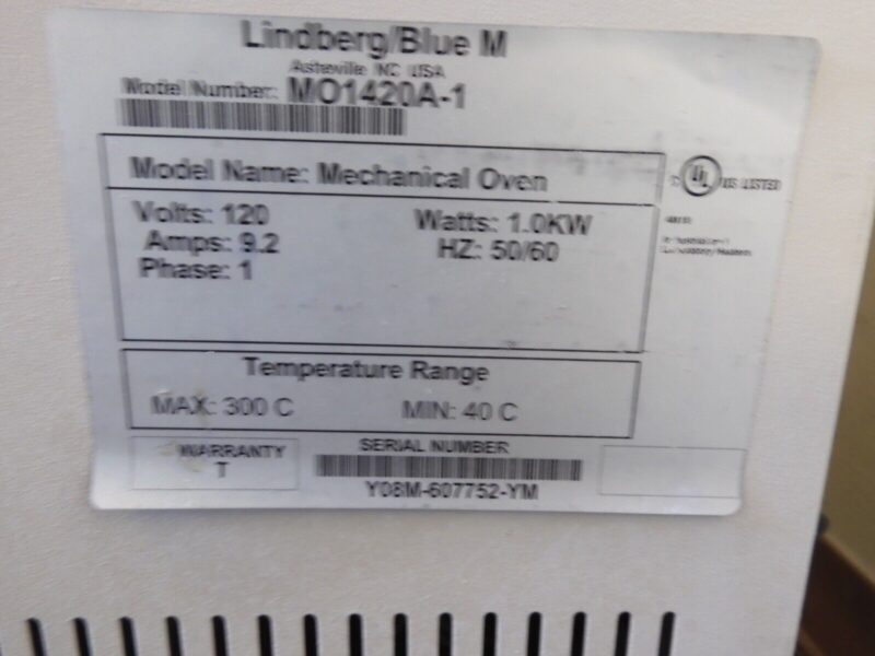 Thermo/Lindberg/Blue M - Laboratory Oven - MO1420A-1 - 40-300°C - PT5 - Image 6